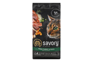 Корм сухой для взрослых котов Fresh Turkey&Duck Savory м/у 2кг