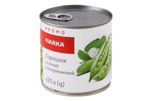 Горошек зеленый консервированный стерилизованный Marka Promo в/с ж/б 420г