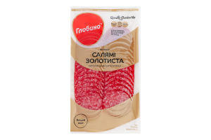 Колбаса нарезка из мяса птицы Салями Золотистая Глобино с/к в/с в/у 0.08кг