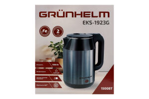 Електрочайник дисковий 1,8л сірий метал Grunhelm