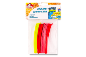 Зажими д/пакетів 10см 4шт Помічниця