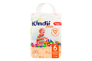 Трусики-підгузники для дітей 15+кг 6 Junior extra Pants Kindii 20шт