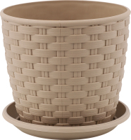 Горщик д/квітів Ротанг какао з підставкою 12*11см арт114055 Алеана