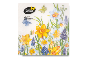 Серветки паперові Decor Нарциси на галявині 33*33см 2шари 16шт Silken