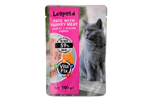 Корм консервований для котів Паштет з м'ясом індика Leopold д/п 100г