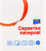 Салфетки бумажные однослойные 21х24см aro 100шт