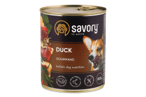 Корм д/собак з качкою 800г ж/б Сейворі