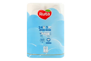 Бумага туалетная 3-х слойная Pure white Ruta 24шт