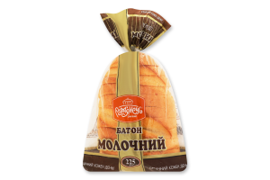 Батон половинка в нарізці із пшеничного борошна Молочний Рум’янець м/у 225г
