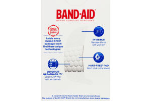 Band-Aid Adhesive Bandages Clear Strips - 30 CT