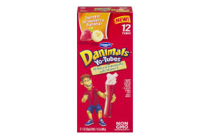Dannon Danimals Yo-Tubes Lowfat Yogurt Swingin' Strawberry Banana - 12 CT