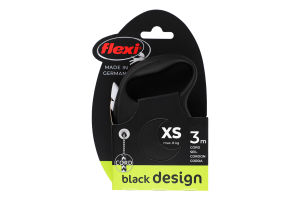 Поводок-рулетка тросовый 3м XS №FU02C3 Black Design Flexi 1шт
