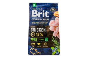 Корм сухой для взрослых собак гигантских пород Chicken Premium by Nature Brit м/у 3кг