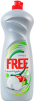 Гель для мытья посуды с ароматом яблока и лайма Free 1л