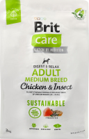 Корм д/дорослих собак середніх порід Састейнебл з куркою та комахами сухий 3кг Бріт Кеа