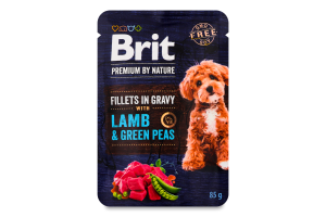 Корм влажный полнорационный для взрослых собак всех пород Lamb&Green peas Premium by Nature Brit д/п 85г