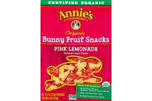 Annie's Homegrown Organic Bunny Fruit Snacks Pink Lemonade - 5 CT
