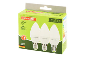 Лампа LED CL 6W E14 4000K 3шт Eurolamp