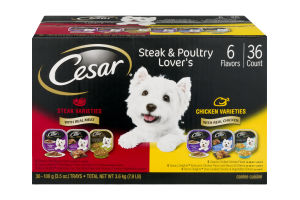 Cesar Steak & Poultry Lover's Dog Food Varieties - 36 CT