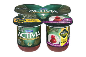 Activia Probiotic Lowfat Yogurt with Bifidus Strawberry/Raspberry - 4 PK