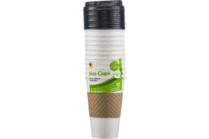 Ahold Hot Cups With Lids & Sleeves - 12 CT