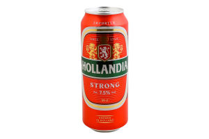 Пиво 0.5л 7.5% світле фільтроване пастеризоване Strong Hollandia з/б