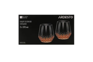 Склянка Black Mars Favola 370мл прозоро-золотиста скло низька 2шт Ardesтo