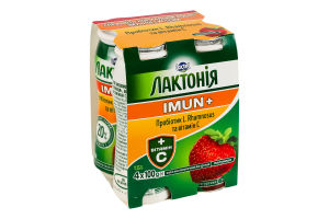 Напій кисломолочний 1.5% йогуртний з наповнювачем Полуниця Імун+ Лактонія к/у 4х100г