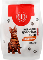 Корм сухий повнораційний для дорослих котів з куркою ТМ "1" м/у 400г