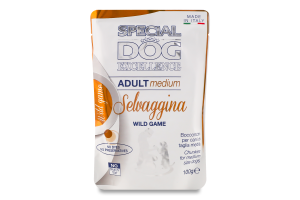 Корм влажный для взрослых собак средних пород Кусочки из мяса дичи Excellence Special dog Monge д/п 100г
