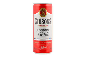 Напiй алкогольний Gin&Tonic 5% 250мл ж/б Gibson's