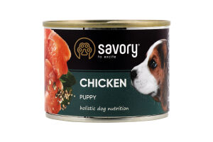 Корм д/цуценят всіх порід з куркою 200г ж/б Сейворі