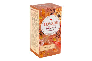 Бленд чаю чорного цейлонського та кенійського байхового дрібного Diamond black Lovare к/у 24х2г