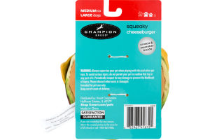 Champion Breed Squeaky Cheeseburger Medium To Large Dogs