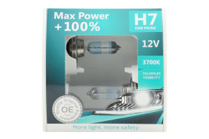 Лампа галогенова Max Power H7 12V 55W 2шт Brevia