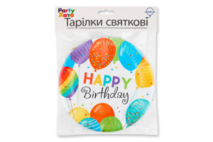 Тарілка паперова Хеппі Бьоздей з кульками 17см 6шт 1502-5771 Паті Хата