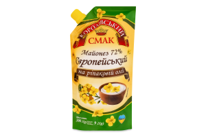 Майонез 72% на рапсовом масле Европейский Королівський смак д/п 300г