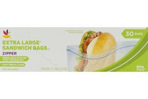 Ahold Extra Large Sandwich Bags Zipper - 30 CT