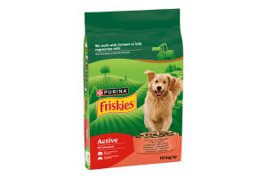 Корм сухой полнорационный для взрослых собак с говядиной Active Friskies м/у 10кг