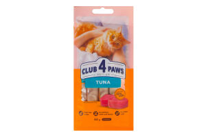 Лакомство для котов кремовое Тунец Premium Club 4 Paws м/у 4х15г