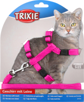 Шлея з повідцем д/котів нейлон 10мм 22-42см Trixie