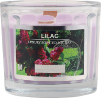 Свічка Лакшері Бузок соєвий віск дерев"яний гніт скло 8*10см Пако ІФ