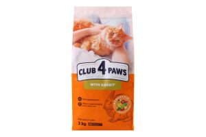 Корм сухой полнорационный для взрослых котов с кроликом Premium Club 4 Paws м/у 2кг