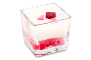 Свічка Сердечки квадратний стакан на 28годин 6*7см Строїч