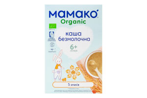 Каша безмолочна суха для дітей від 6міс швидкорозчинна 5 злаків Organic Мамако к/у 200г