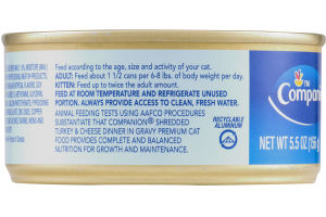 Companion Premium Cat Food Shredded Turkey & Cheese Dinner in Gravy 5.5 OZ