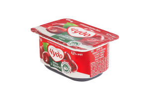 Творожок 4.2% взбитый с наполнителем фруктовым двухслойный Вишня Чудо ст 100г