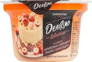 Десерт кисломолочный 5% со вкусом карамельно-орехового пралине с шоколадом Selection Деліссімо ст 180г