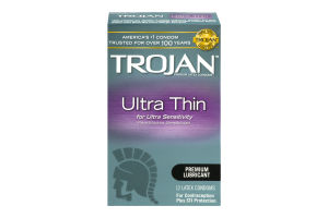 Trojan Premium Latex Condoms Ultra Thin Premium Lubricated - 12 CT