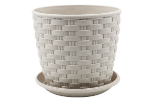 Горщик д/квітів Ротанг біла троянда з підставкою 12*11см арт114055 Алеана